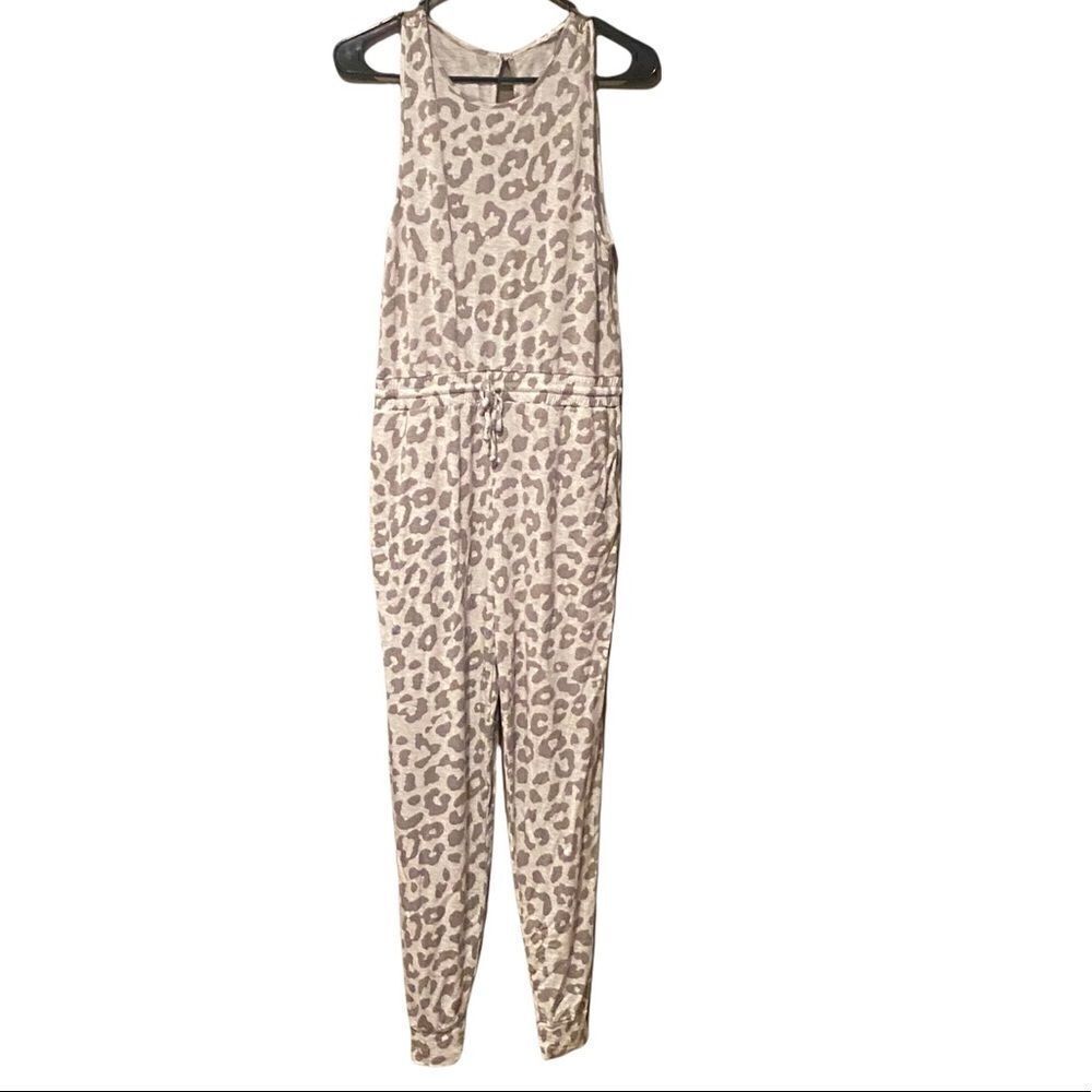 Antistar Leopard Print Jumpsuit Size Medium Sleeveless Elastic Drawstring Waist